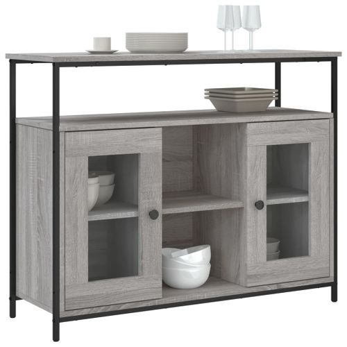 Buffet sonoma gris 100x35x80 cm bois d'ingénierie - Photo n°3; ?>