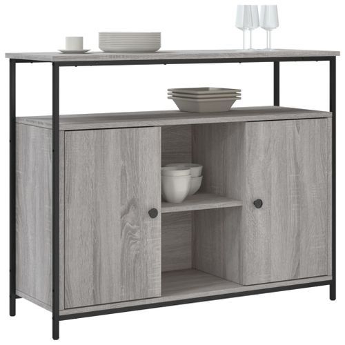 Buffet sonoma gris 100x35x80 cm bois d'ingénierie - Photo n°3; ?>