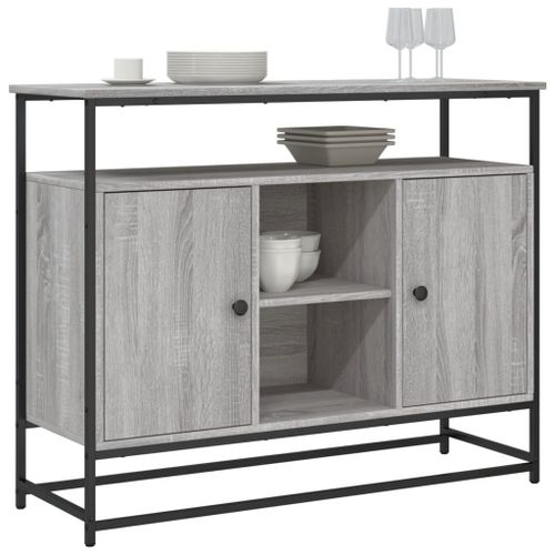 Buffet sonoma gris 100x35x80 cm bois d'ingénierie - Photo n°3; ?>