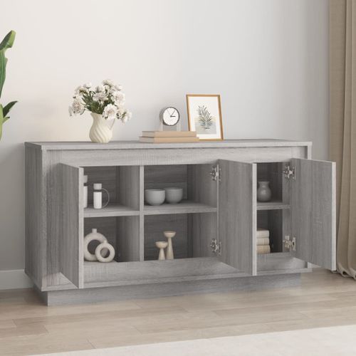 Buffet sonoma gris 102x35x55 cm bois d'ingénierie - Photo n°3; ?>