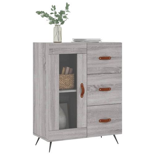 Buffet sonoma gris 69,5x34x90 cm bois d'ingénierie - Photo n°3; ?>