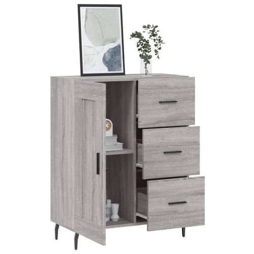 Buffet sonoma gris 69,5x34x90 cm bois d'ingénierie - Photo n°3; ?>