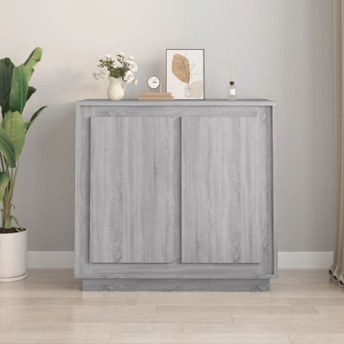 Buffet sonoma gris 80x34x75 cm bois d'ingénierie - Photo n°2; ?>