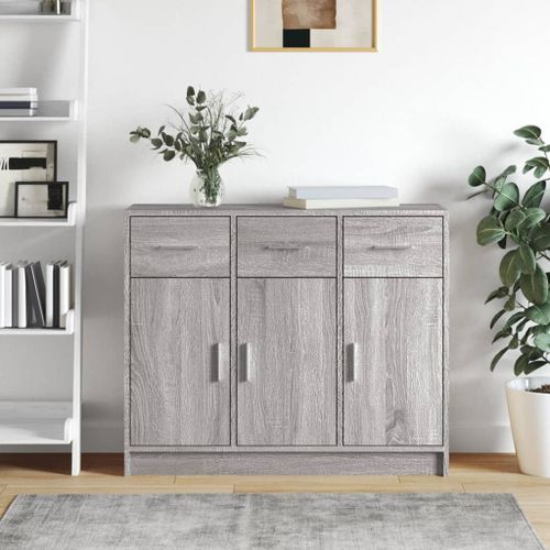 Buffet sonoma gris 91x28x75 cm bois d'ingénierie - Photo n°2; ?>