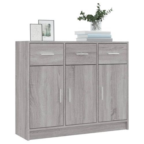 Buffet sonoma gris 91x28x75 cm bois d'ingénierie - Photo n°3; ?>