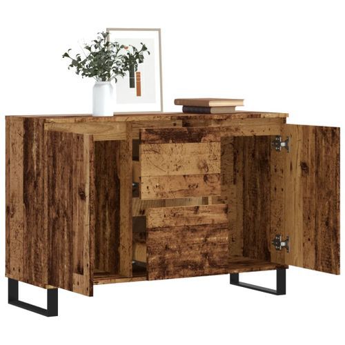 Buffet vieux bois 104x35x70 cm bois d’ingénierie - Photo n°3; ?>