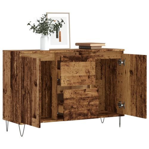 Buffet vieux bois 104x35x70 cm bois d’ingénierie - Photo n°3; ?>