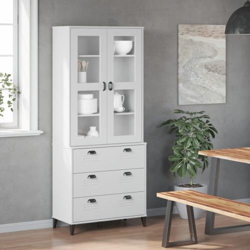 Buffet VIKEN blanc 80x40x190 cm bois massif de pin - Photo n°3; ?>