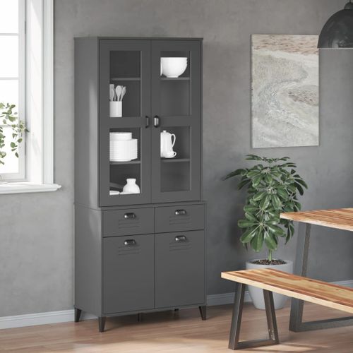 Buffet VIKEN gris anthracite 80x40x190 cm bois massif de pin - Photo n°3; ?>