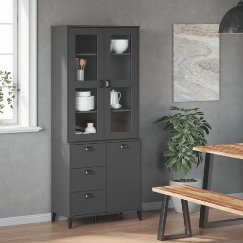 Buffet VIKEN gris anthracite 80x40x190 cm bois massif de pin - Photo n°3; ?>