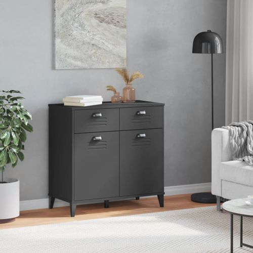 Buffet VIKEN gris anthracite 80x40x80 cm bois massif de pin - Photo n°3; ?>