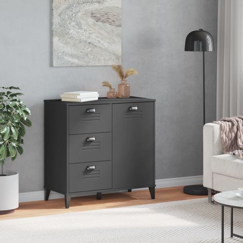 Buffet VIKEN gris anthracite 80x40x80 cm bois massif de pin - Photo n°3; ?>