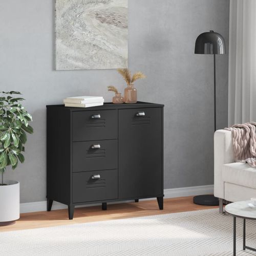 Buffet VIKEN noir 80x40x80 cm bois massif de pin - Photo n°3; ?>