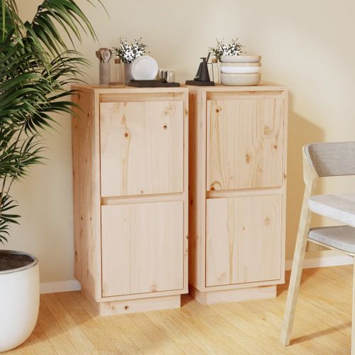 Buffets 2 pcs 31,5x34x75 cm Bois massif de pin - Photo n°2; ?>