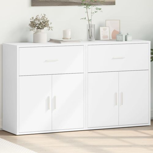 Buffets 2 pcs blanc 60x31x70 cm bois d'ingénierie - Photo n°2; ?>