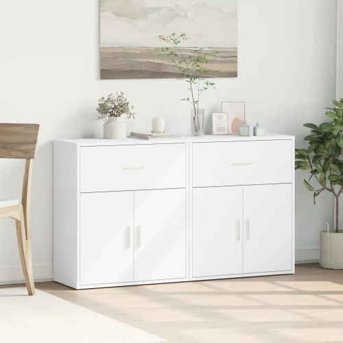 Buffets 2 pcs blanc 60x31x70 cm bois d'ingénierie - Photo n°3; ?>