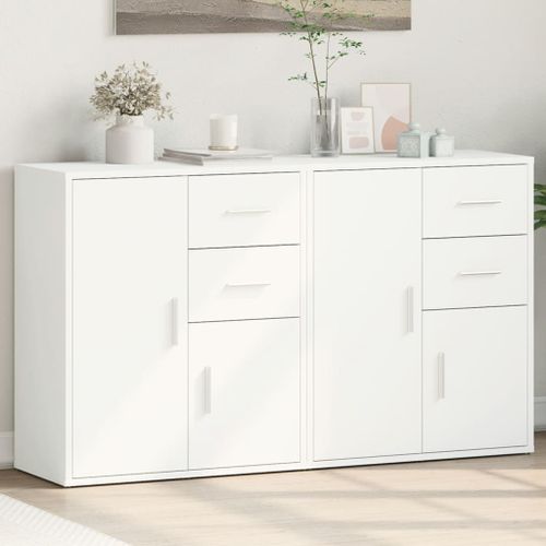 Buffets 2 pcs blanc 60x31x70 cm bois d'ingénierie - Photo n°2; ?>