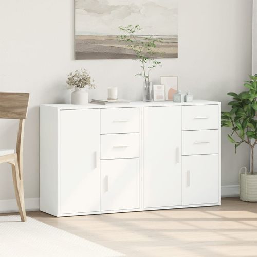 Buffets 2 pcs blanc 60x31x70 cm bois d'ingénierie - Photo n°3; ?>