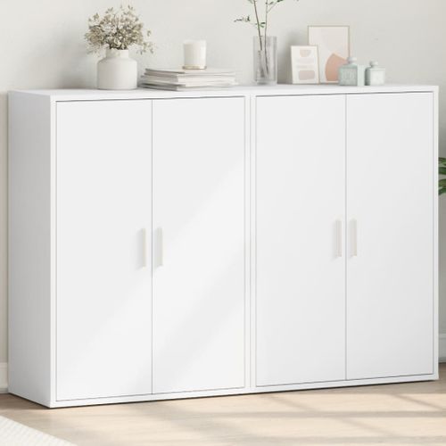 Buffets 2 pcs blanc 60x31x84 cm bois d'ingénierie - Photo n°2; ?>