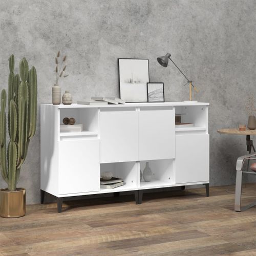 Buffets 2 pcs blanc 60x35x70 cm bois d'ingénierie - Photo n°2; ?>