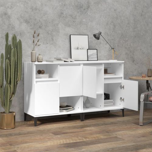 Buffets 2 pcs blanc 60x35x70 cm bois d'ingénierie - Photo n°3; ?>