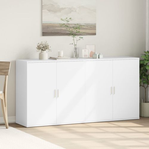 Buffets 2 pcs blanc 79x38x80 cm bois d’ingénierie - Photo n°3; ?>