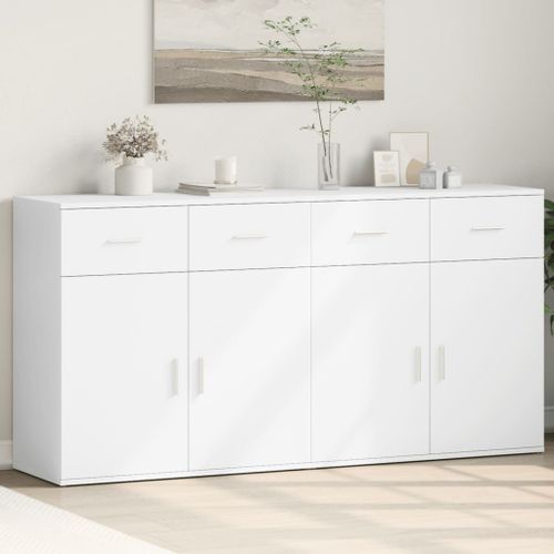 Buffets 2 pcs blanc 79x38x80 cm bois d’ingénierie - Photo n°2; ?>