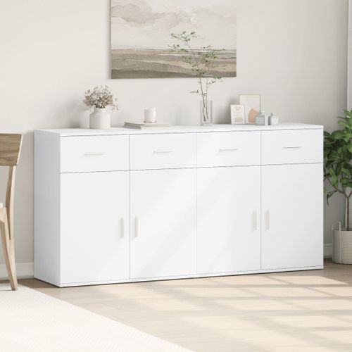 Buffets 2 pcs blanc 79x38x80 cm bois d’ingénierie - Photo n°3; ?>