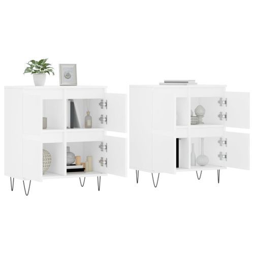 Buffets 2 pcs blanc bois d'ingénierie - Photo n°3; ?>