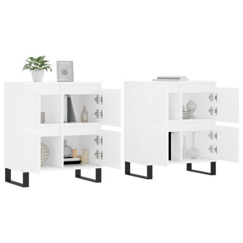 Buffets 2 pcs blanc bois d'ingénierie - Photo n°3; ?>