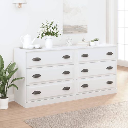 Buffets 2 pcs blanc bois d'ingénierie - Photo n°2; ?>