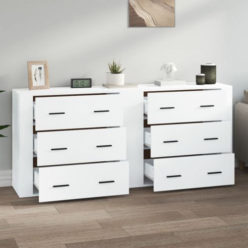 Buffets 2 pcs blanc bois d'ingénierie - Photo n°3; ?>