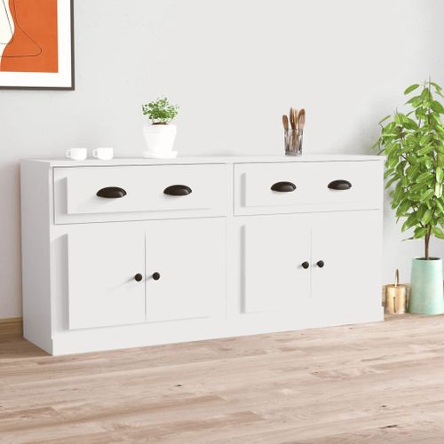 Buffets 2 pcs blanc bois d'ingénierie - Photo n°2; ?>