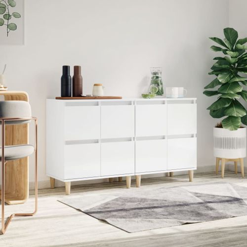 Buffets 2 pcs blanc brillant 60x35x70 cm bois d'ingénierie - Photo n°2; ?>