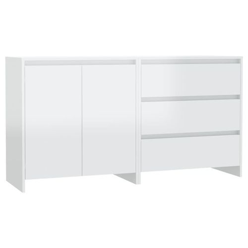 Buffets 2 pcs Blanc brillant Bois d'ingénierie 2 - Photo n°2; ?>