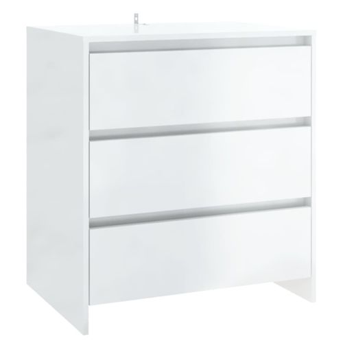 Buffets 2 pcs Blanc brillant Bois d'ingénierie 2 - Photo n°3; ?>