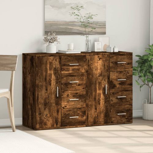 Buffets 2 pcs chêne fumé 59x39x80 cm bois d'ingénierie - Photo n°3; ?>