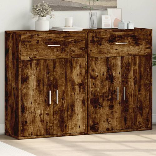 Buffets 2 pcs chêne fumé 60x30x84 cm bois d'ingénierie - Photo n°2; ?>