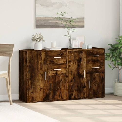 Buffets 2 pcs chêne fumé 60x31x70 cm bois d'ingénierie - Photo n°3; ?>