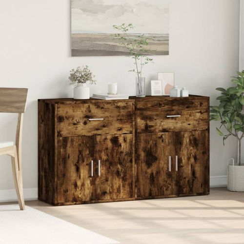 Buffets 2 pcs chêne fumé 60x31x70 cm bois d'ingénierie - Photo n°3; ?>