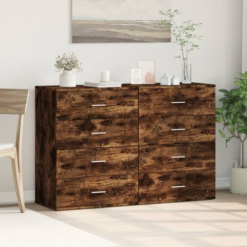 Buffets 2 pcs chêne fumé 60x39x80 cm bois d'ingénierie - Photo n°3; ?>