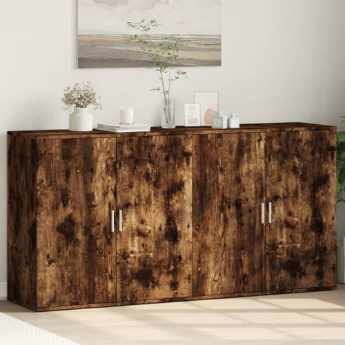 Buffets 2 pcs chêne fumé 79x38x80 cm bois d'ingénierie - Photo n°2; ?>