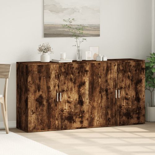 Buffets 2 pcs chêne fumé 79x38x80 cm bois d'ingénierie - Photo n°3; ?>