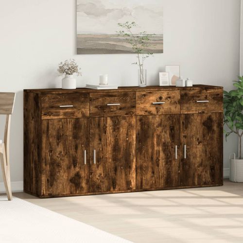 Buffets 2 pcs chêne fumé 79x38x80 cm bois d'ingénierie - Photo n°3; ?>