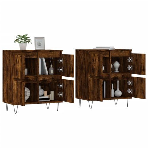 Buffets 2 pcs chêne fumé bois d'ingénierie - Photo n°3; ?>