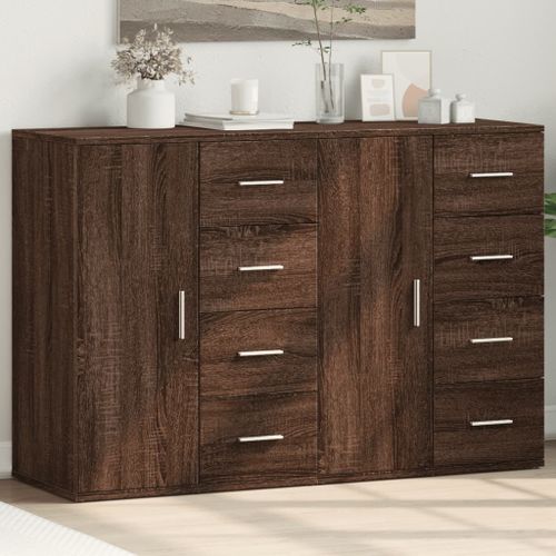 Buffets 2 pcs chêne marron 59x39x80 cm bois d'ingénierie - Photo n°2; ?>