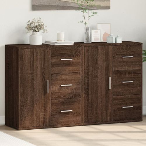 Buffets 2 pcs chêne marron 60x31x70 cm bois d'ingénierie - Photo n°2; ?>