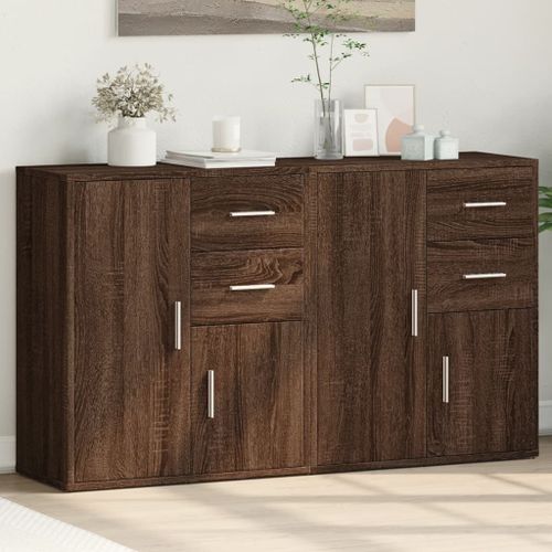 Buffets 2 pcs chêne marron 60x31x70 cm bois d'ingénierie - Photo n°2; ?>