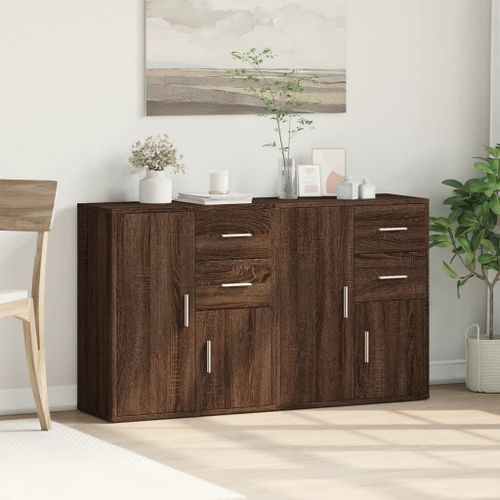 Buffets 2 pcs chêne marron 60x31x70 cm bois d'ingénierie - Photo n°3; ?>