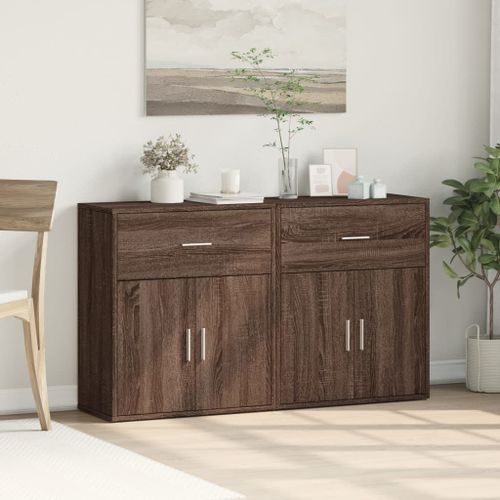 Buffets 2 pcs chêne marron 60x31x70 cm bois d'ingénierie - Photo n°2; ?>